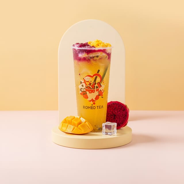 Dragon Fruit & Mango Iced Jasmine Green Tea.
