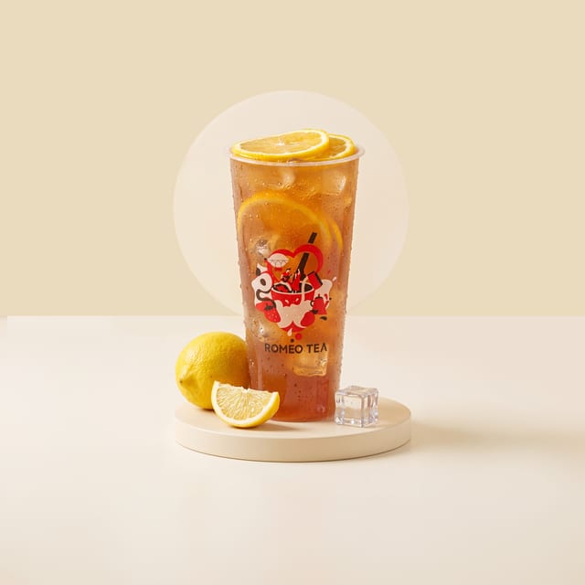 Hand Crushed Lemon Iced Black Tea.