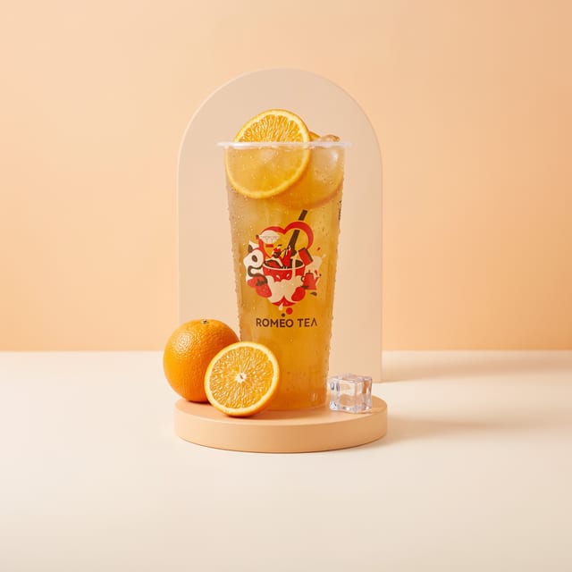 Hand Crushed Orange Iced Jasmine Green Tea.
