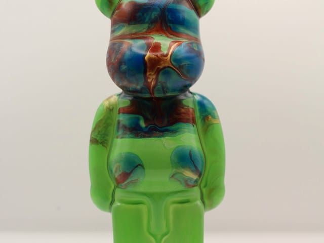 Hand Painted Glass Bear.